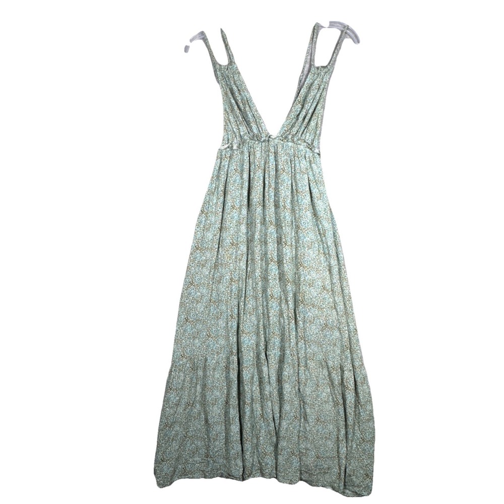 Papermoon Dress Womens Medium Green Floral Tiered Boho Bohemian Peasant